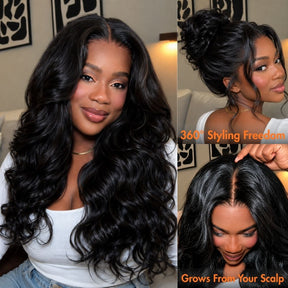 360 HD Lace Frontal Body Wave 220% Density Human Hair Wig with Bleached Knots & Invisi Strap Snug Fit