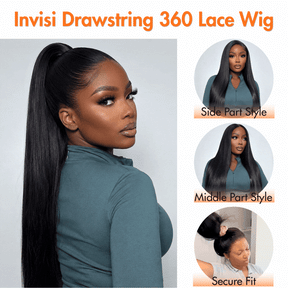360 HD Lace Frontal Silky Straight 220% Density Human Hair Wig with Bleached Knots & Invisi Strap Snug Fit