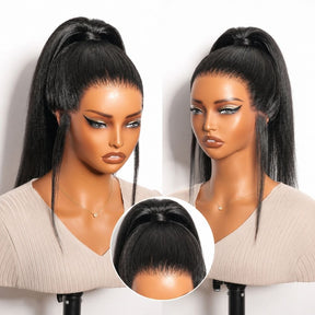 360 HD Lace Frontal Silky Straight 220% Density Human Hair Wig with Bleached Knots & Invisi Strap Snug Fit