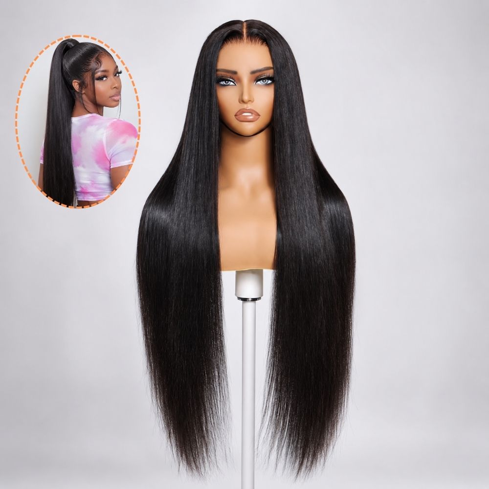 360 HD Lace Frontal Silky Straight 220% Density Human Hair Wig with Bleached Knots & Invisi Strap Snug Fit