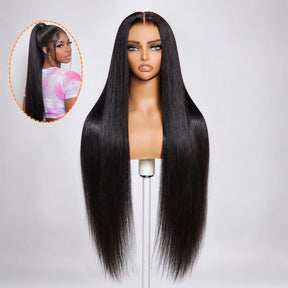 360 HD Lace Frontal Silky Straight 220% Density Human Hair Wig with Bleached Knots & Invisi Strap Snug Fit