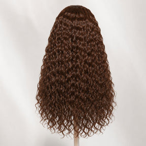 Water Wave 180% Density Chocolate Brown 360 Lace Frontal Wigs Pre-Bleached Knots Human Hair Wig With Invisi-String