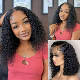 Water Wave Short Bob Natural Black 5x5 Lace Human Hair Wig Pre Plucked  Flash Sale