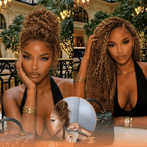 4/27 Honey Blonde Highlight 180%/220% Density 360 Lace Kinky Curly Wig With 4C Edges Human Hair Baby Hair