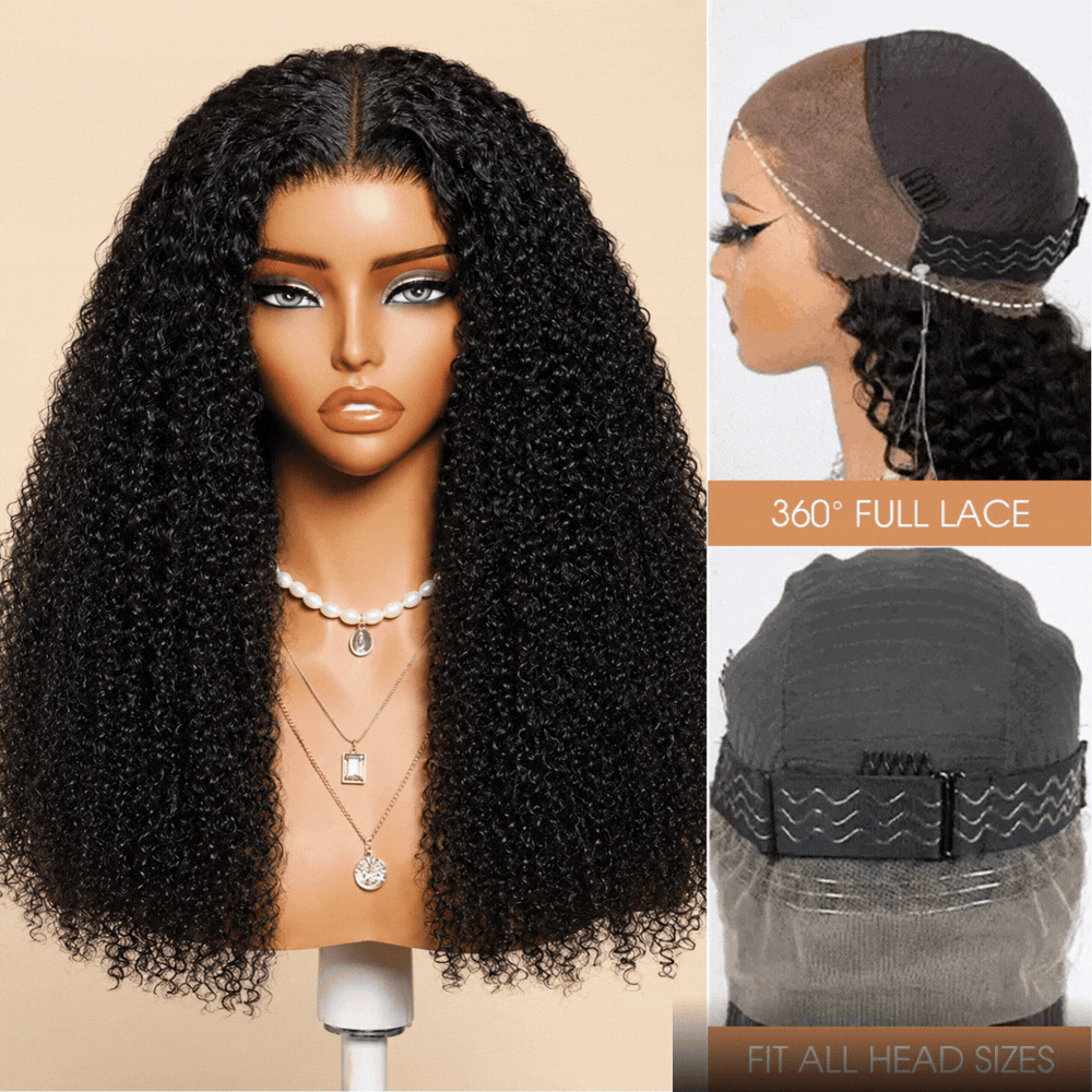 4c Edges kinky Curly Wig Human Hair Undetectable Invisible 360 HD Lace Frontal Wig