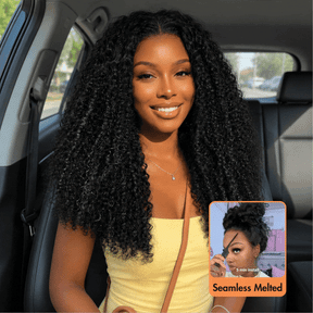 4c Edges kinky Curly Wig Human Hair Undetectable Invisible 360 HD Lace Frontal Wig