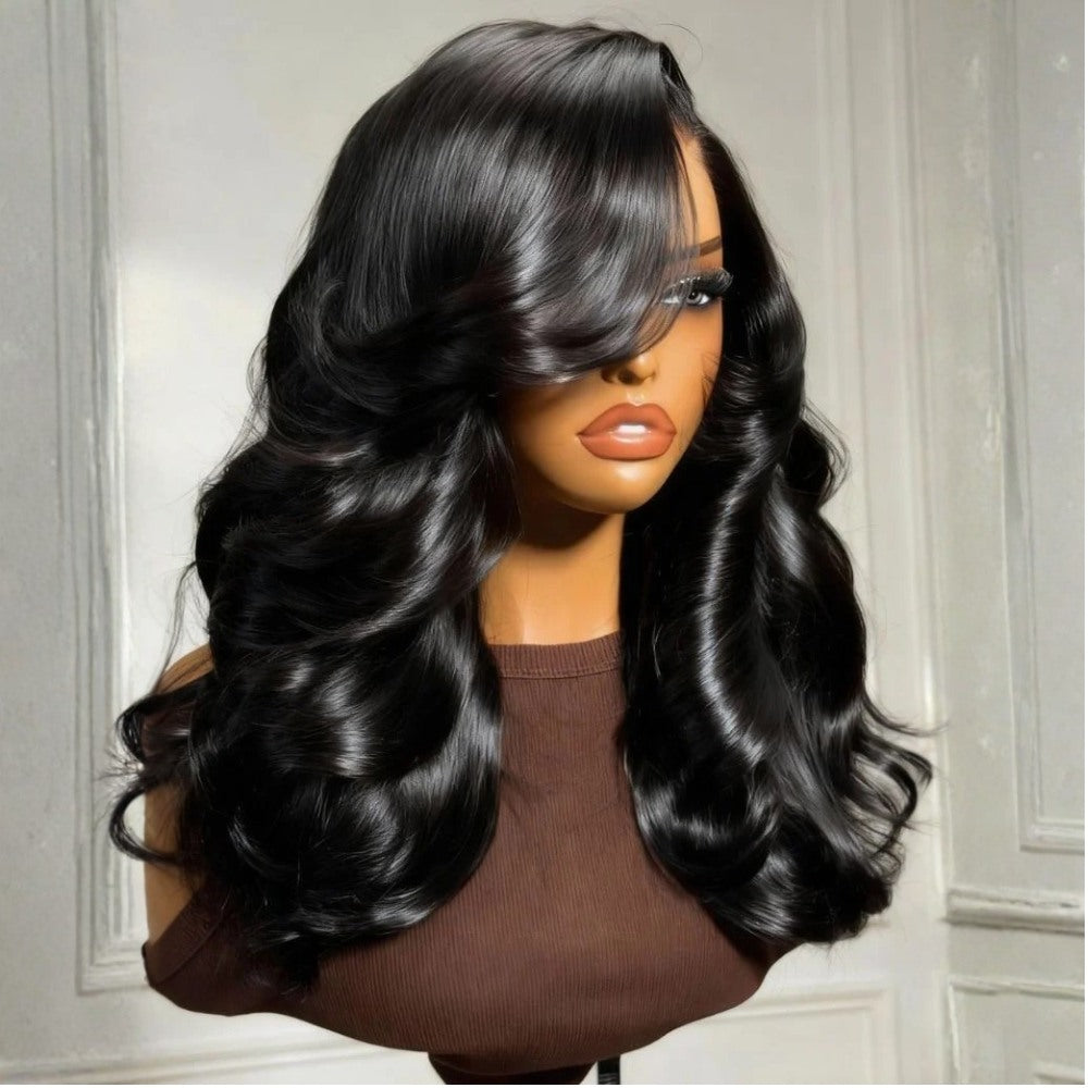 Glueless 8x5/13x6 Loose Body Wave Bob Pre Cut Lace Front Wig Feathered Hairstyles With Layered Haircuts