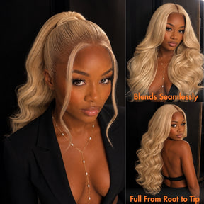 #613 Blonde Body Wave 360 Transparent Lace Frontal Wig Invisi Strap Pre Plucked Human Hair Wigs