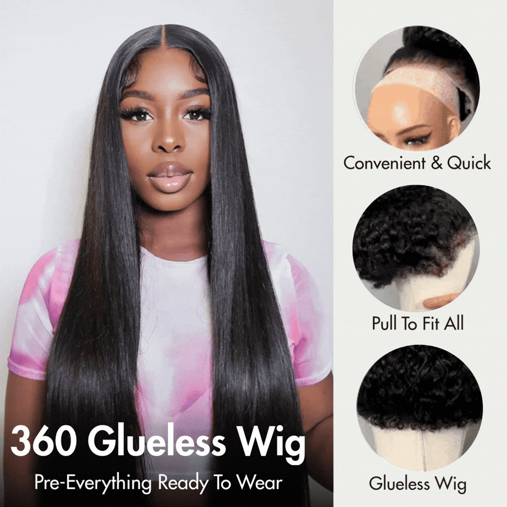 360 HD Lace Frontal Silky Straight 220% Density Human Hair Wig with Bleached Knots & Invisi Strap Snug Fit