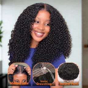 4c Edges kinky Curly Wig Human Hair Undetectable Invisible 360 HD Lace Frontal Wig