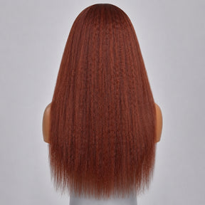 #33 Reddish Brown 360 Lace 180% Density Kinky Straight Wig Autumn Color Glueless HD Lace Front Human Hair Wigs