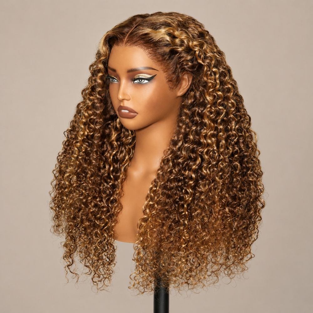 Water Wave 360 Lace 180% Density 4/27 Highlight Pre-bleached & Pre-plucked & Pre-Cut Lace Wig