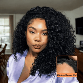 3 In 1 Half Wig | Burmese Curly With Finger Coil Ends Glueless Install Flip Over Half Wig With Adjustable Drawstring