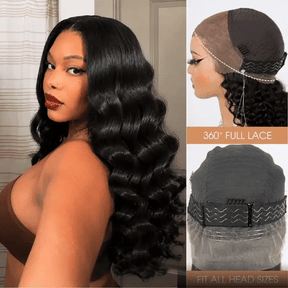 Loose Deep Wave 220%/250% Density 360 HD Invisible Lace Frontal Human Hair Wigs with Pre Plucked Hairline