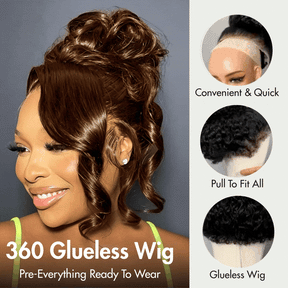 4# Chocolate Brown 360 Lace Body Wave 180% Density Face Framing Pre-Layered Lace Front Wig With Invisi Drawstring
