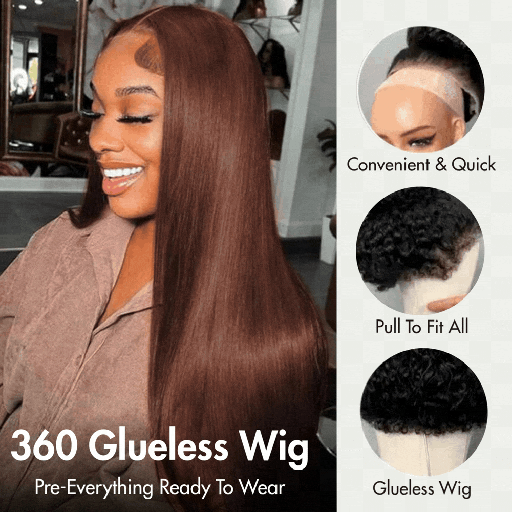 180% Density 360 Lace 4# Chocolate Brown Straight Face Framing Pre-Layered Lace Front Wig