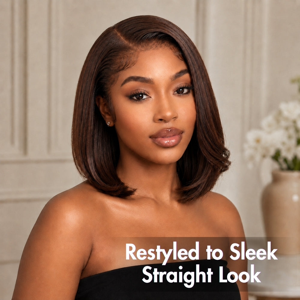 2 Wigs Set |  5x5 HD Lace  Pixie Curly Lace Wig  & 5X5 HD Lace #4 Chocolate Brown Short Bob Wig Flash Sale