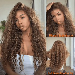 Water Wave 360 Lace 180% Density 4/27 Highlight Pre-bleached & Pre-plucked & Pre-Cut Lace Wig