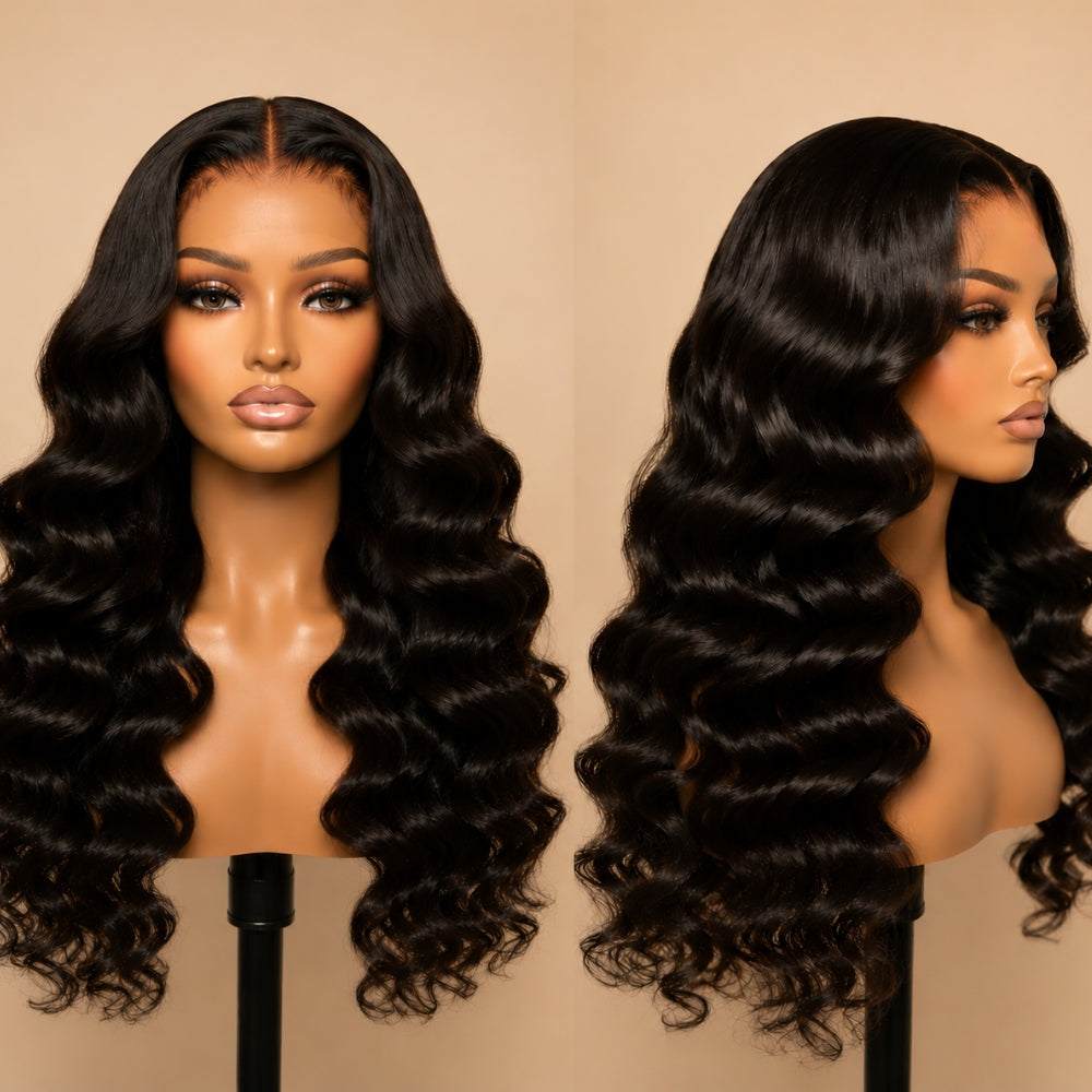 Loose Deep Wave 220%/250% Density 360 HD Invisible Lace Frontal Human Hair Wigs with Pre Plucked Hairline