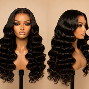Loose Deep Wave 220%/250% Density 360 HD Invisible Lace Frontal Human Hair Wigs with Pre Plucked Hairline
