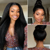 4C Edge Kinky Straight 220% Density 360 HD Invisible Lace Frontal  Human Hair Wig With Super Natural Hairline