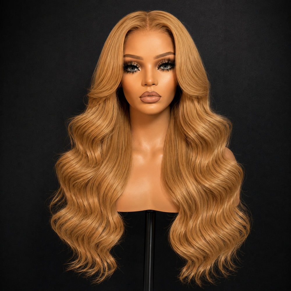 Honey Blonde Body Wave Wig 13x6 HD Lace Frontal Wig 220% Density