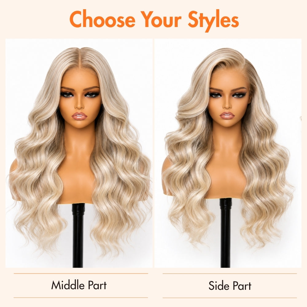 Barbie Blonde 13x6 HD Lace Front Body Wave P18 613 Highlight Color Wig With Invisi Drawstring