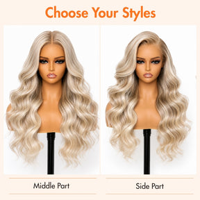 Barbie Blonde 13x6 HD Lace Front Body Wave P18 613 Highlight Color Wig With Invisi Drawstring
