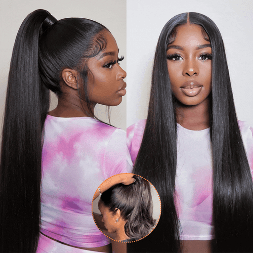 360 HD Lace Frontal Silky Straight 220% Density Human Hair Wig with Bleached Knots & Invisi Strap Snug Fit