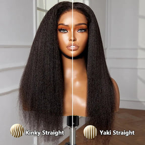 Pizazz Hair 4C Edges Invisi Strap Snug Fit 360 hd Lace Frontal Kinky Straight Wig with Pre Plucked Hairline Human Hair Wigs