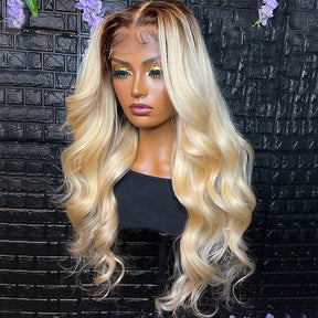 613 Blonde Wigs With Brown Roots #4/613 Ombre Color 13x4 HD Lace Front Wigs