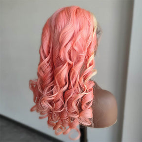 Pink & Blonde Skunk Stripe Color Wig 13*4 HD Lace Front Human Hair Wigs