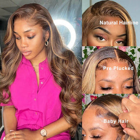Straight Hair 4/27 Highlight Wear Go Glueless Wig 8X5  Lace Wig Preplucked with Natural Hairline