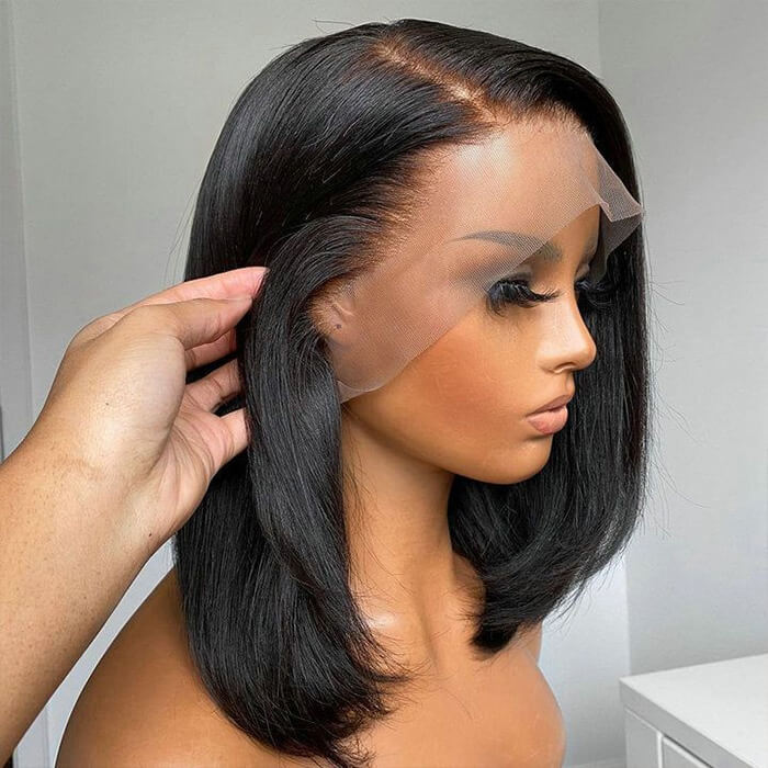 Short Bob Wig 13*4 HD Lace Human Hair Frontal Wig With Natural Hairline For Women Pre Plucked