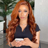 Pizazz Hair Orange Ginger Ombre Glueless Wig 13x4 Lace Front Wigs Body Wave HD Lace Human Wigs Pre Plucked 220% Density