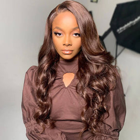 New Chocolate Brown Wig Body Wave HD Lace Front Human Hair Wigs