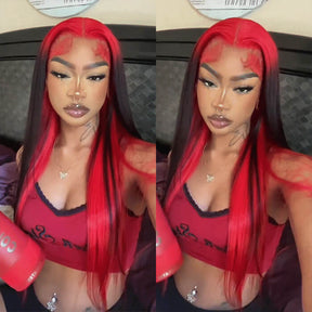 Demon Red & Black Two Tones 13*4 HD Lace Human Hair Wigs