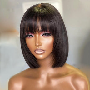 short straight bob wig with bangs
