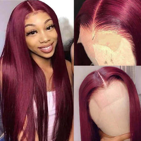 99J Burgundy Colored Human Hair 5x5/13x6 HD Lace Closure Wigs Straight & Body Wave | Burgundy Bombshell
