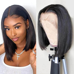 Short Straight Bob Wigs Glueless HD Lace Front Wigs Pre Plucked 100% Human Hair Bob Wigs