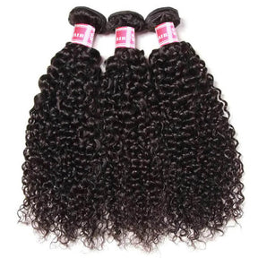 Peruvian 100% Human Hair Virgin Curly Hair 3/4 Bundles with 4*4 Lace Closure On Sale