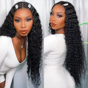 Deep Wave 4*4 HD Transparent Lace Closure Wigs Affordable Human Hair Wigs