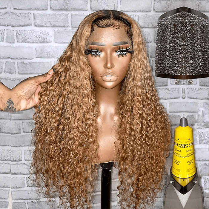 Water Wave #1B/27 Ombre Color Wigs 13x4/4x4 HD Lace Front Human Hair Wigs 150% Density