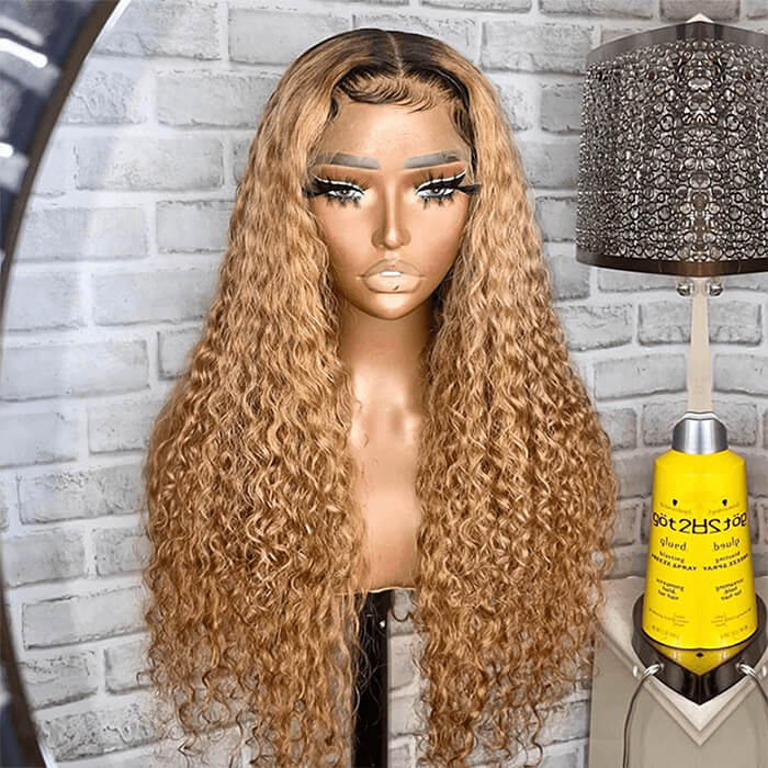 Water Wave #1B/27 Ombre Color Wigs 13x4/4x4 HD Lace Front Human Hair Wigs 150% Density