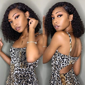 Jerry Curly Wear & Go Glueless Bob Wigs Pre Cut Lace Closure Wig with Natural Hairline Beginner Friendly