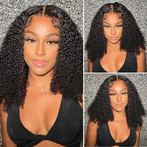 Jerry Curly Wear & Go Glueless Bob Wigs Pre Cut Lace Closure Wig with Natural Hairline Beginner Friendly