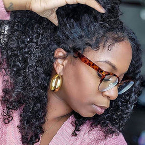 Curly Short Bob 4C Edges Natural Hairline With Curly Baby Hair Transparent 13x4 HD Lace Front Wigs For Women