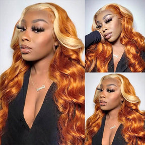 Ginger Wig With Blonde Highlights 13x4 HD Lace Front Human Hair Wigs