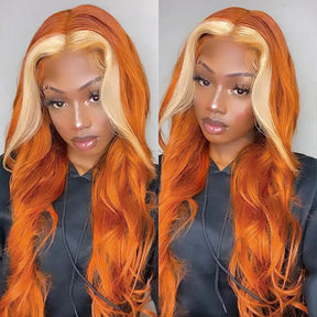 Ginger Wig With Blonde Highlights 13x4 HD Lace Front Human Hair Wigs