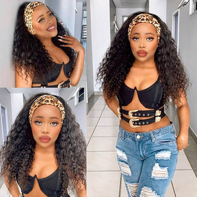 Deep Wave Headband Wigs Human Hair Wig Beginner Friendlya Easy Wear and Go